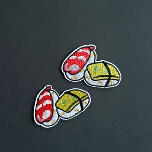 Set of 2 Sushi Embroidered Iron On Patches