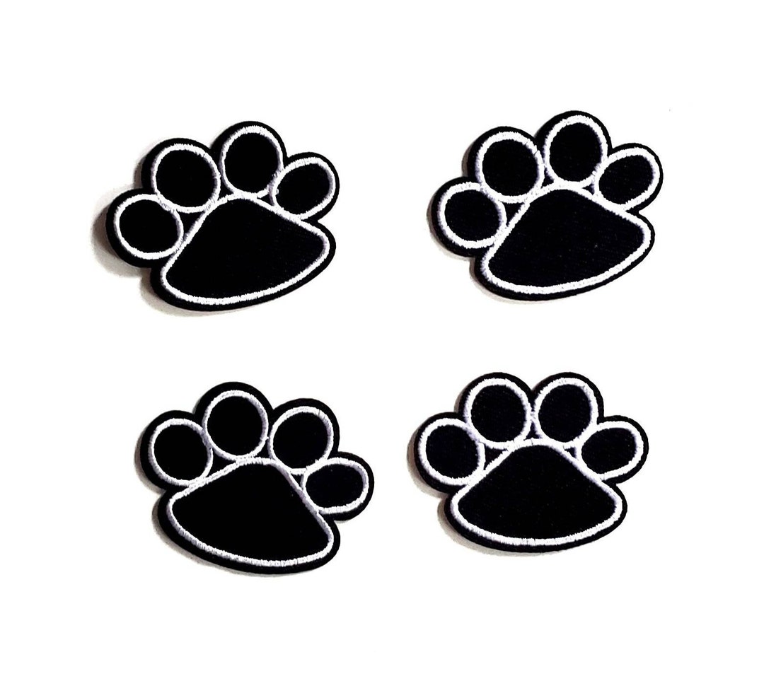 I Love My Dog Patch Embroidered Paw shape Cut Out Iron on