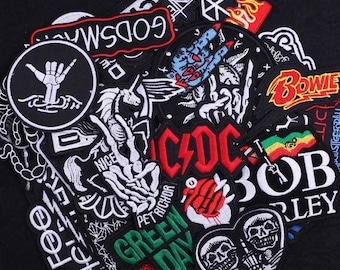 Random Rock Metal Rap Music Embroidered Iron On Patches Bundle