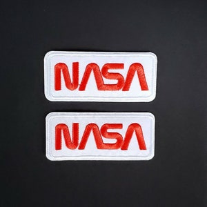 Sets of 2 NASA Red and White Embroidered Iron On Patches