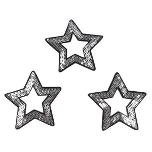 3pcs Silver Stars Embroidered Iron On Patches