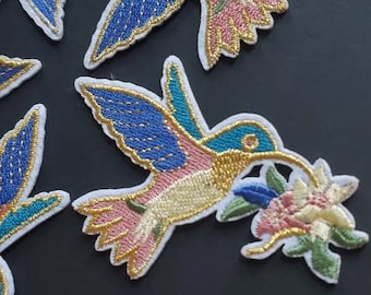 10 Toppe Ferro Su Uccellino Pz Applique Colibrì Abbigliamento - Foto 2
