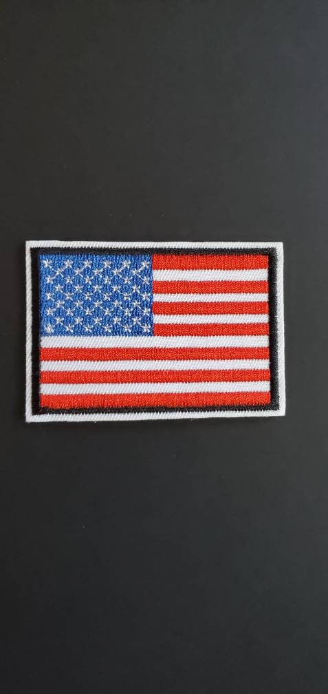 Toppa Ricamata USA Bandiera Americana Con Bordo Oro | Applicazione A Ferro O Cucito | Taglia L - 3