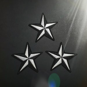 Set of 3 Nautical Stars Embroidered Iron On Patches