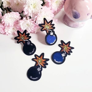 Set of Two Dynamite Bombs TNT Embroidered Iron On Patches