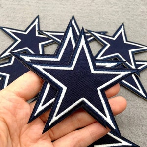 Set of 2 Navy Blue Stars Embroidered Iron on Patches 