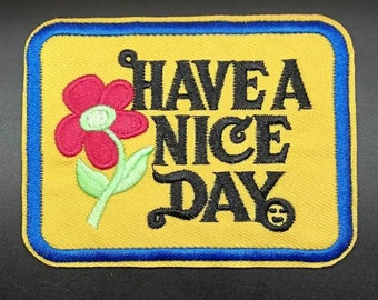 Hippie Have A Nice Day geborduurd opstrijkbare patch