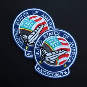 Astronaut USA Embroidered Iron On Patches - 2pcs