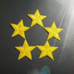 Bright Yellow Stars Embroidered Iron On Patches (2.0&quot;) - 5pcs