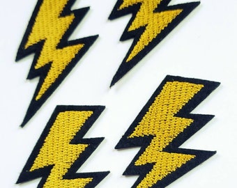 4pcs Yellow Lightning Bolts Embroidered Iron On Patches
