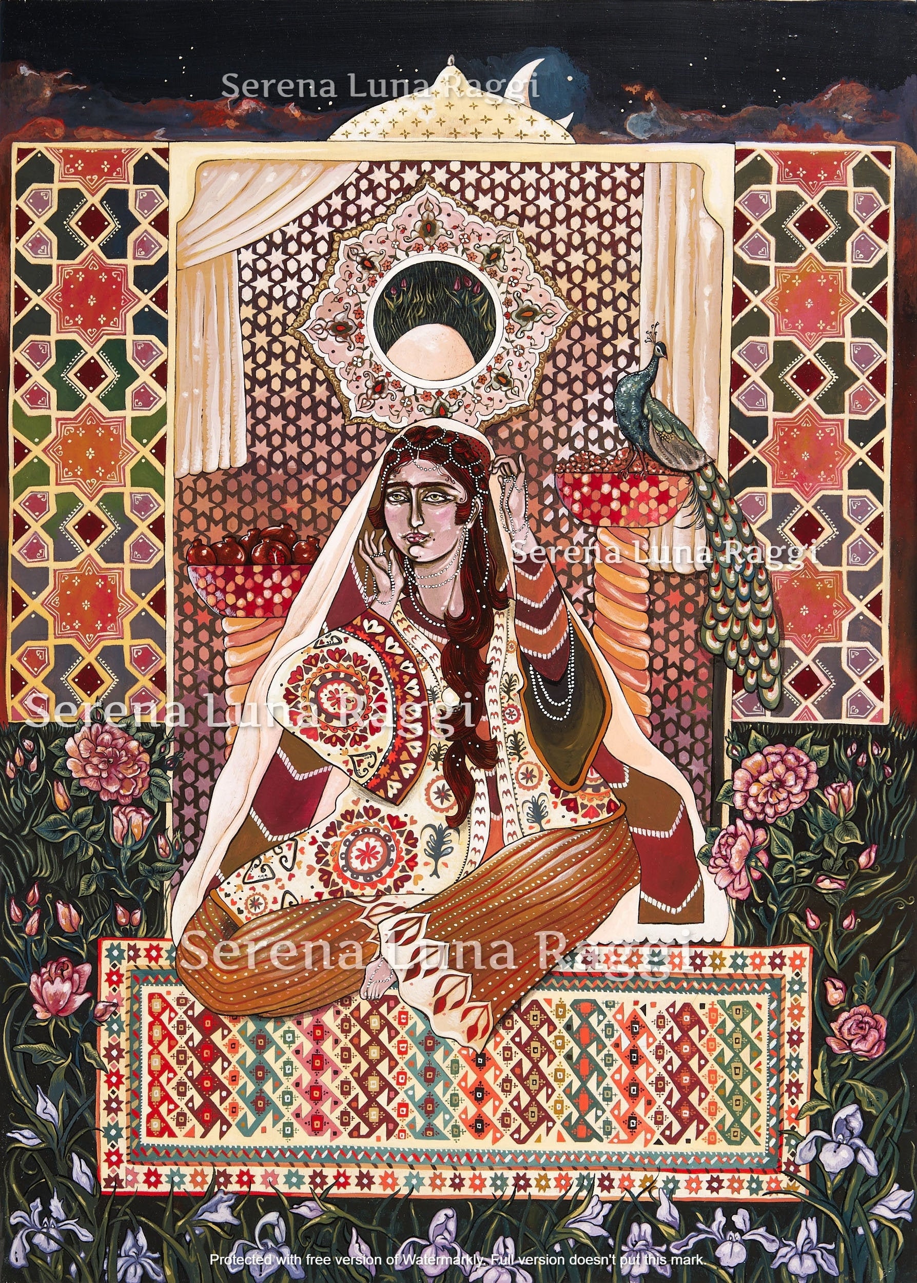 Persian Miniature, Persian Princess, Moon Art, Persian Woman