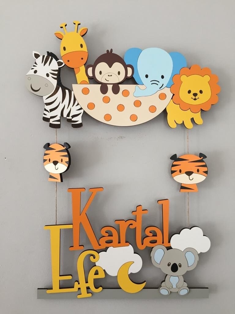 Personalized Wooden Animals Themed Baby Room Door Hanger/new Baby