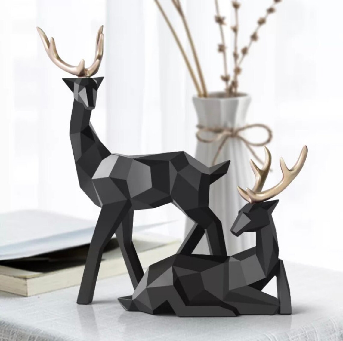 Statue Deer Resin Reindeer Sculpture Decoration Nordic Home Etsy New