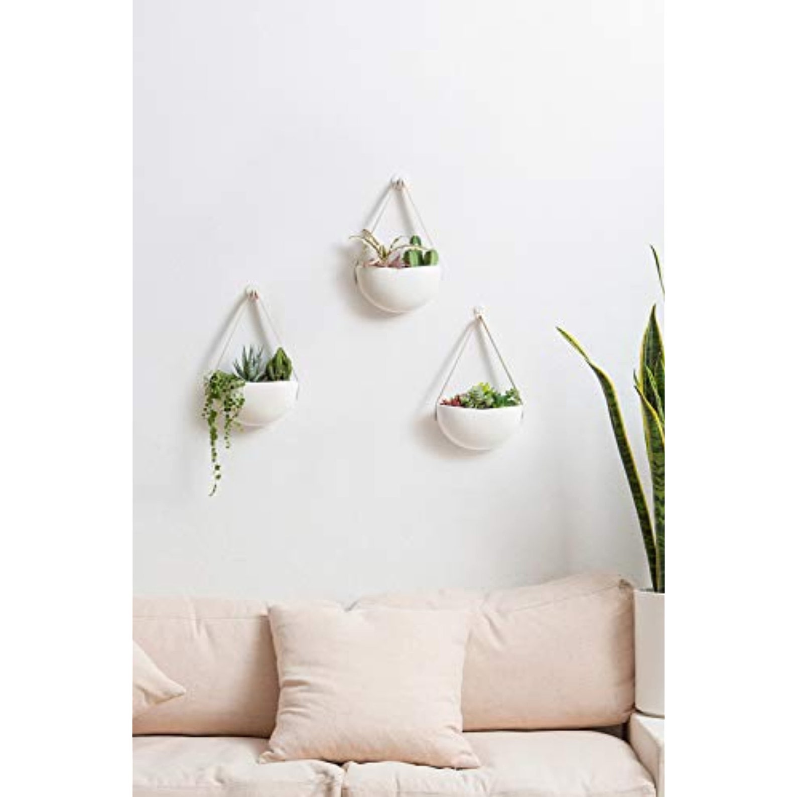 Ceramic Hanging Planter Wall Planters Set of 3 Modern Flower Etsy