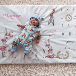 Girl blanket - 2 in 1 baby photo milestone mat