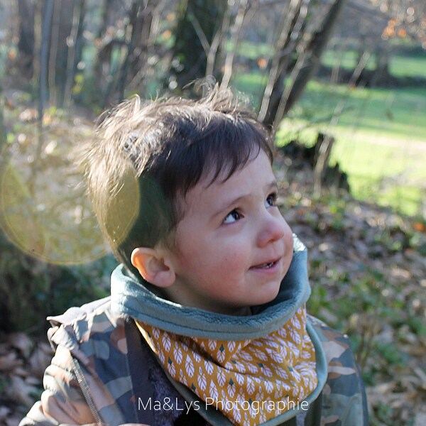 Tour de cou garçon enfant, snood, cache cou en tissu et polaire, écharpe garçon