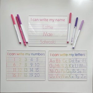 Customizable Children Acrylic Learning Boards Dry Erase Alphabet & Number Boards Reusable Personalized Boards Pre-K, K-3 Education Supplies