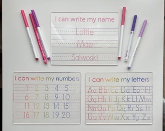 Customizable Children Acrylic Learning Boards Dry Erase Alphabet & Number Boards Reusable Personalized Boards Pre-K, K-3 Education Supplies
