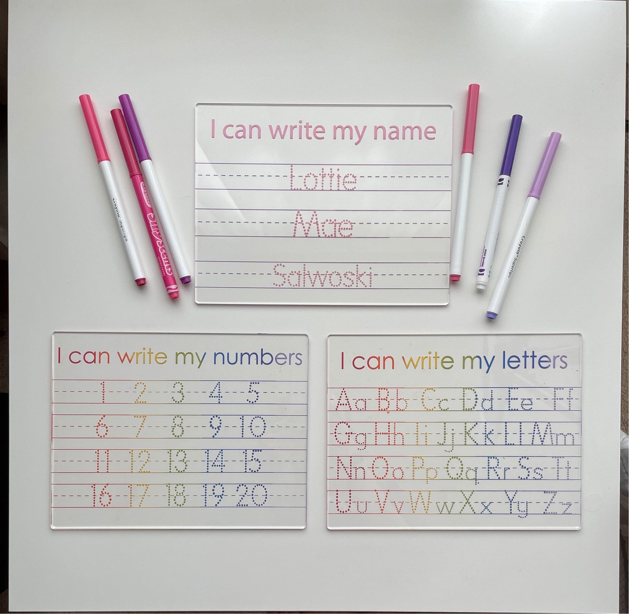 Customizable Children Acrylic Learning Boards Dry Erase Alphabet
