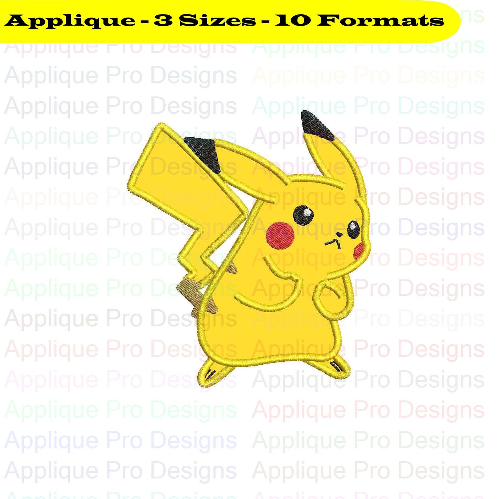 Pikachu Pokemon 9 Applique Design 3 Sizes 10 Formats Etsy
