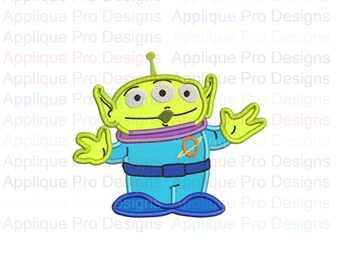 Aliens Little Green Man Toy Story Applique Design 3 Sizes - 10 Formats - Instant Download