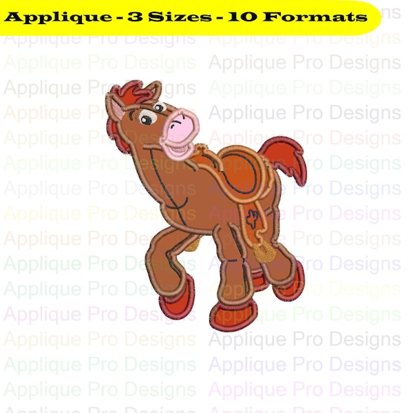 Bullseye Horse Toy Story Applique Design 3 Sizes - 10 Formats - Instant Download