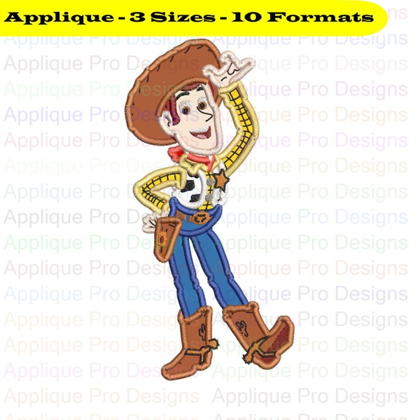 Woody Tipping His Hat Toy Story Applique Design 3 Sizes - 10 Formats - Instant Download