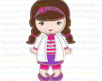 Girl Doctor Doc Mcstuffins Applique Design 3 Sizes - 10 Formats - Instant Download