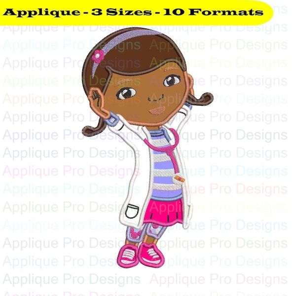 Girl Doctor Bag Doc Mcstuffins 3 Applique Design 3 Sizes - 10 Formats - Instant Download