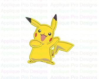 Pikachu Pokemon 3 Applique Design 3 Sizes - 10 Formats - Instant Download