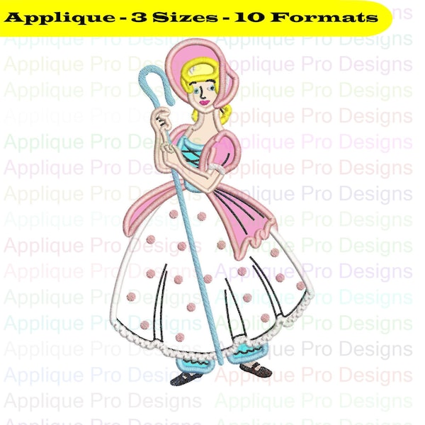 Bo Peep Toy Story Applique Design 3 Sizes - 10 Formats - Instant Download