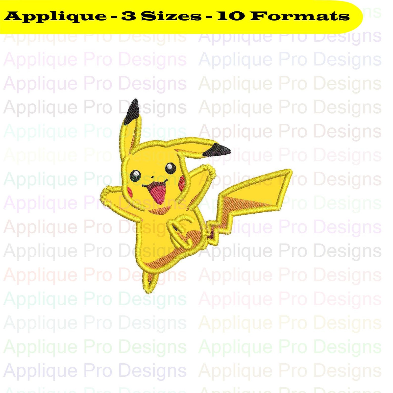 Pikachu Pokemon 6 Applique Design 3 Sizes 10 Formats Etsy