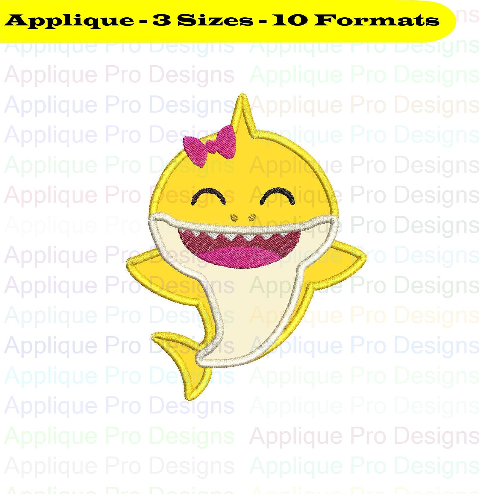 Baby Shark Girl Applique Design 3 Sizes 10 Formats Instant | Etsy