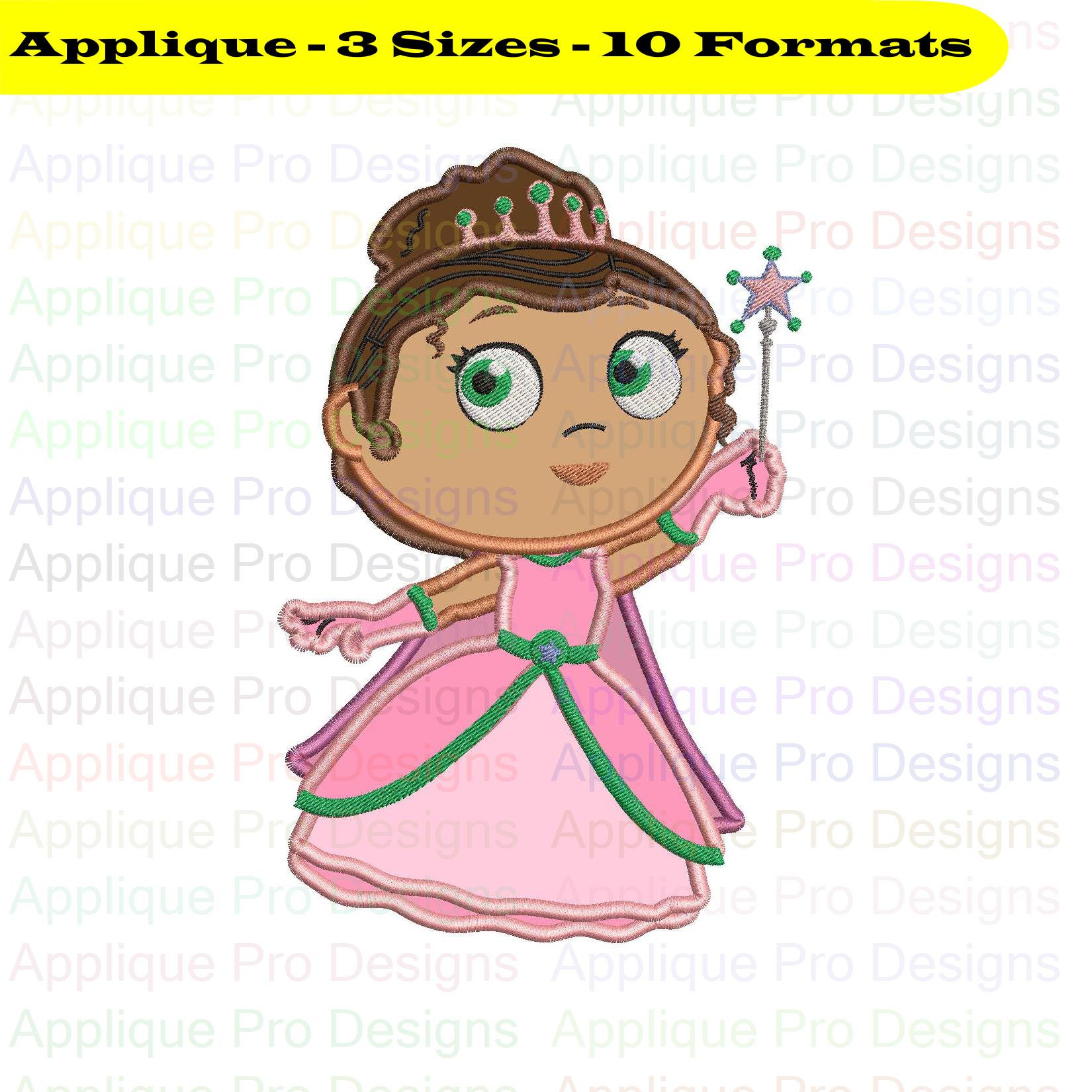 Princess Pea Super Why Applique Design 3 Sizes 10 Formats | Etsy