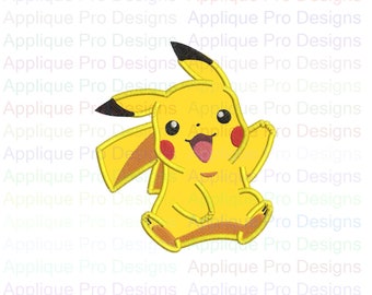Pikachu Pokemon 2 Applique Design 3 Sizes - 10 Formats - Instant Download