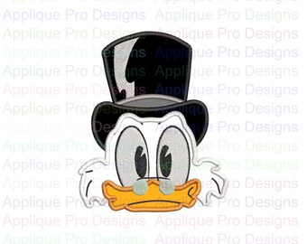 Scrooge Face Ducktales Applique Design 3 Sizes - 10 Formats - Instant Download