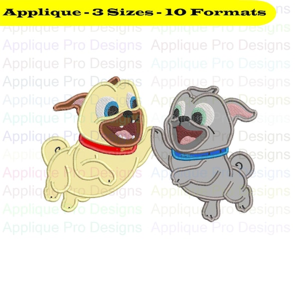 Rolly And Bingo Puppy Dog Pals Applique Design 3 Sizes - 10 Formats - Instant Download
