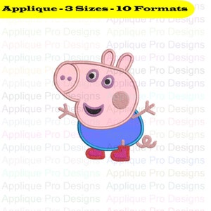 George Pig 2 Applique Design 3 Sizes - 10 Formats - Instant Download
