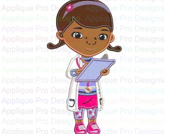 Girl Doctor With Clipboard Doc Mcstuffins Applique Design 3 Sizes - 10 Formats - Instant Download