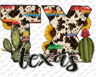 Texas State Cowhide Serape Cactus Png, Cowhide Texas Png, Cactus Png,Western Texas Design, Instant Download, Png Sublimation Design