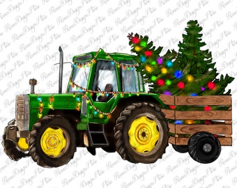 Green Christmas Tractor Png Sublimation Design, Green Tractor Png, Farm Tractor Png, Christmas Farm Tractor Png, Instant Download