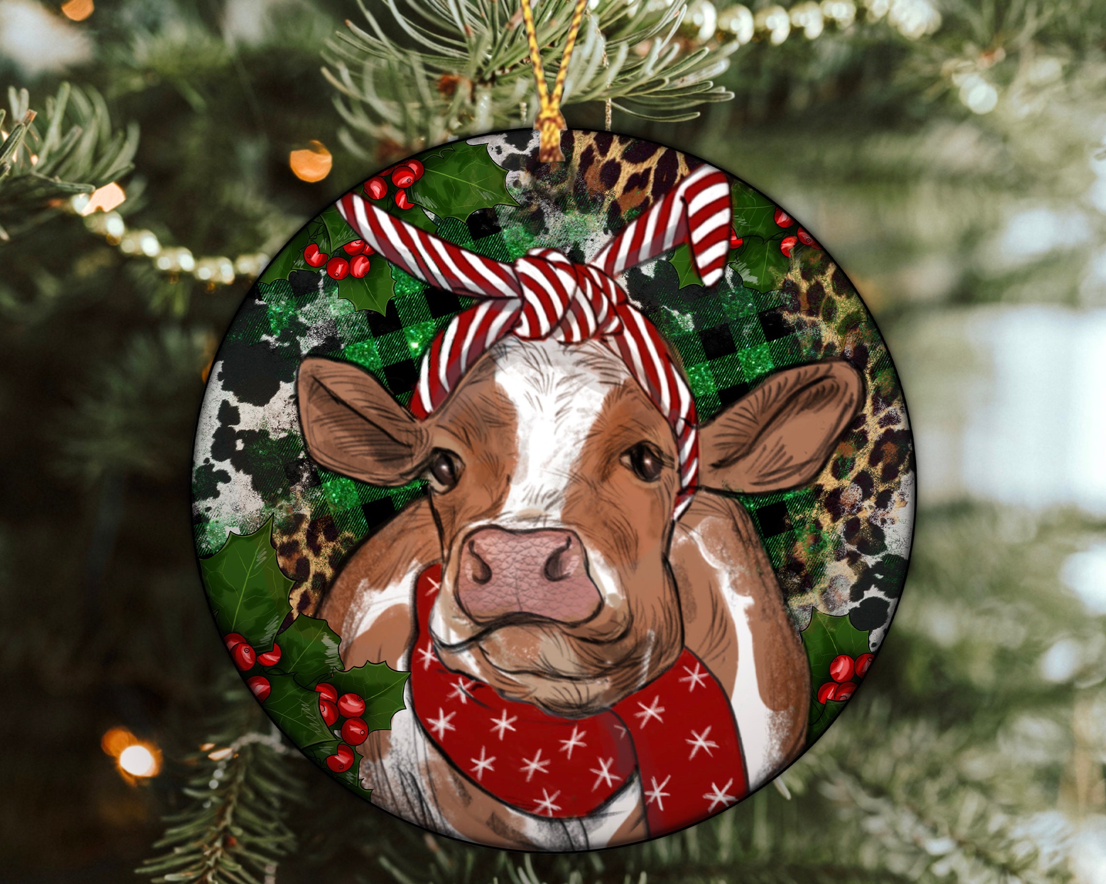 Discover Brown Cow Christmas Ornament, Western Christmas Ornament