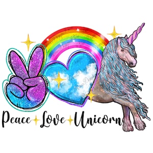 Peace love unicorn png sublimation design download, hand drawn unicorn png, cute unicorn png, unicorn lover png, sublimate designs download