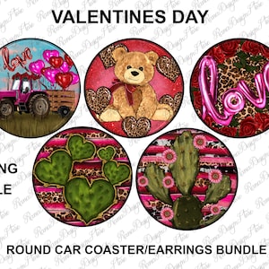 Western Valentines Day Round Earrings Png Sublimation Design Bundle, Valentines Day Png, Valentines Day Earrings Png, Earrings PNG Downloads