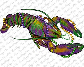 Mardi Gras Crawfish Png Sublimation Design, Mardi Gras Png, Western Design Png, Animal Png, Crawfish Png, Digital Download