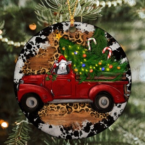 Farm Truck Christmas Ornament Png, Western Christmas Ornament Png, Round Christmas Ornament,Christmas Ornament Sublimation Design Download