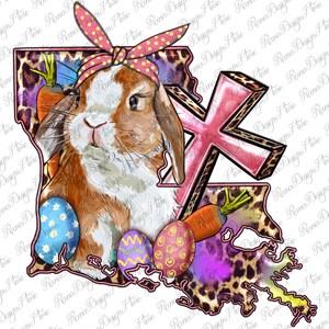 Louisiana Karte Osterhase und Kreuz Png Sublimation Design, Ostern Tag Png, Ostern Sublimation Png, Louisiana Karte Png, digitaler Download