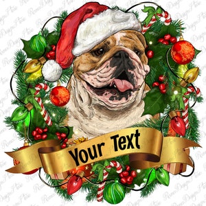 Christmas English Bulldog customize wreath png sublimation design, Christmas png, Christmas animal png, sublimate designs download