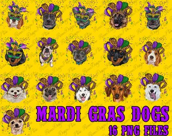 Mardi Gras Dogs with Masks Png Bundle Sublimation Design, Mardi Gras Png, Mardi Gras Dogs with Mask Png, Masks Png, Digital Download,