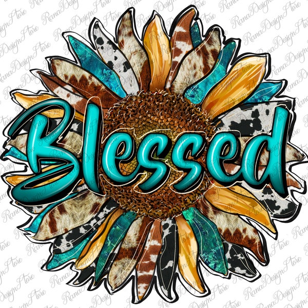 Western Blessed Cowhide Sunflower Png Sublimation Design, Blessed Sunflower Png, Cowhide Sunflower Png, Blessed Png, Instant Download